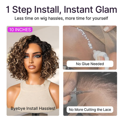 🇺🇸 SAGGIUS™ | Final Hours – 58% OFF Water Wave Short Bob HD Lace Wig | 100% Human Hair ✨