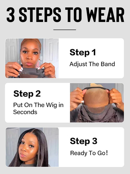 13x6 Glueless Lace Front Wig with Pre-Installed Drawstring Dome Cap – 180% Density, Effortless Wear & Go – US Stock